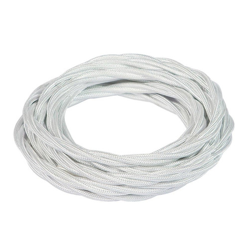 CAVO TRECCIA SETA 2 X 0,75 MMQ BIANCO MATASSA 5 MT