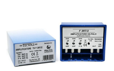 AMPLIFICATORE TV PALO 2 IN UHF 30Db 1 20Db 5G 2 USCITE LTD