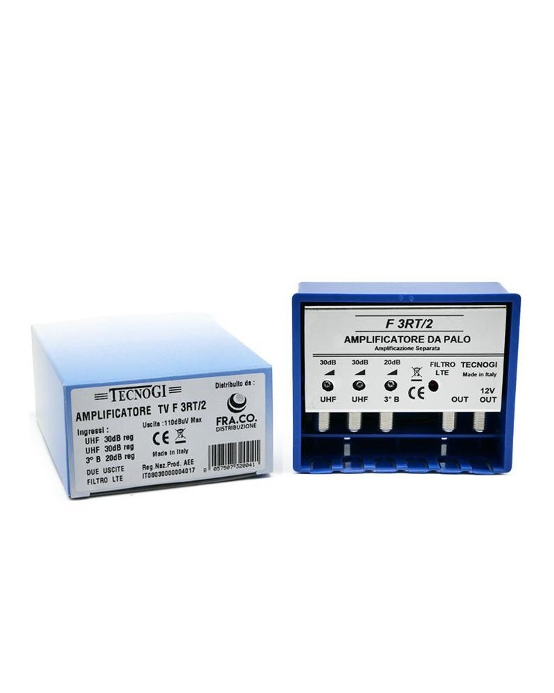 AMPLIFICATORE TV PALO 2 IN UHF 30Db 1 20Db 5G 2 USCITE LTD