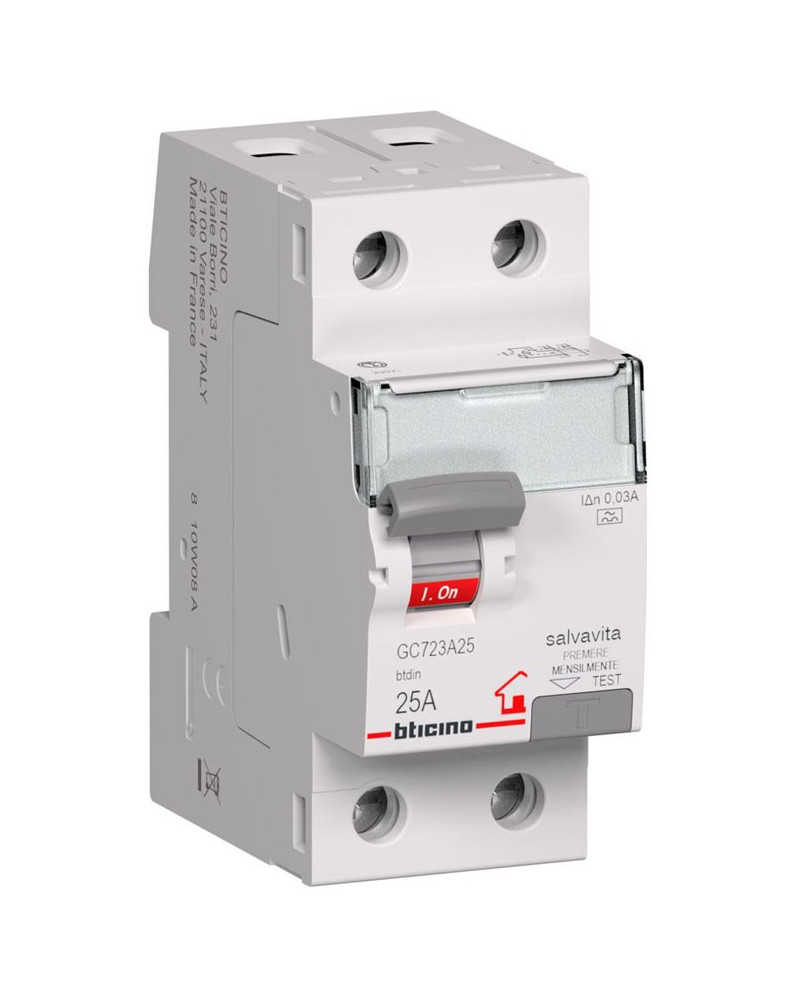 DIFFERENZIALE PURO/SALVAVITA AC 25A 30MA BTICINO