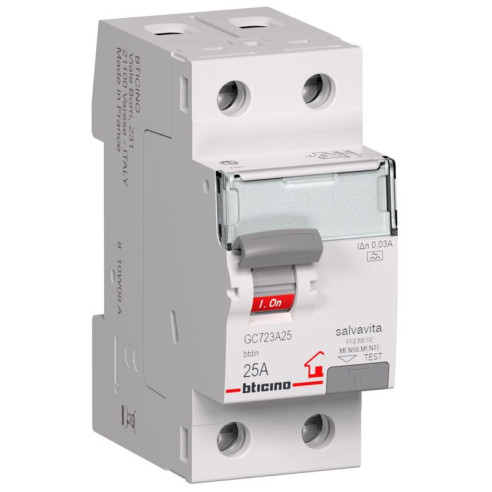 DIFFERENZIALE PURO/SALVAVITA AC 25A 30MA BTICINO