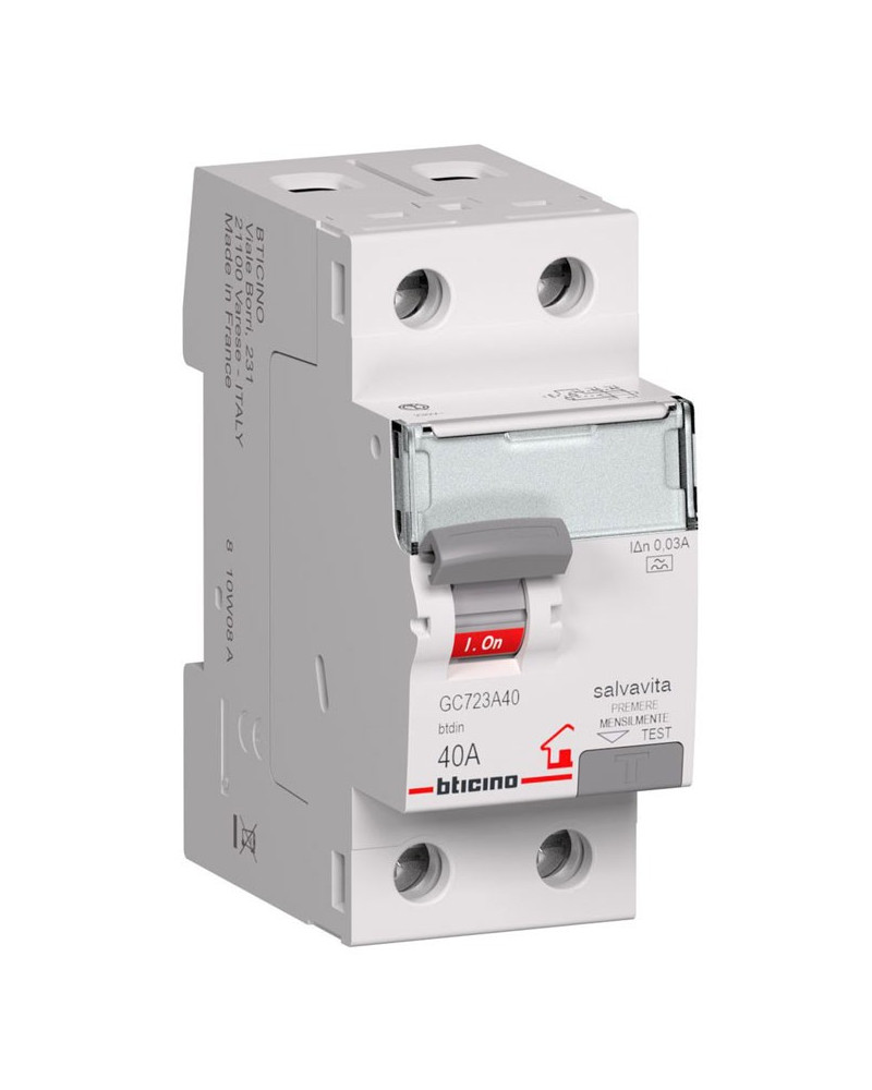 DIFFERENZIALE PURO/SALVAVITA AC 40A 30MA BTICINO