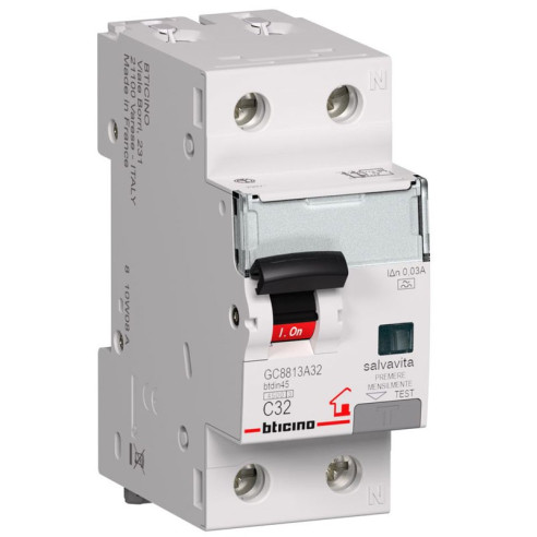 MAGNETOTERMICO DIFFERENZIALE BTDIN-RS 32A 1P+N AC 0,03 4,5 KA BTCINO