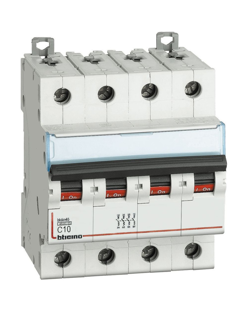 MAGNETOTERMICO 4P CURVA C 10A 4,5kA BTIDIN45 - BTC