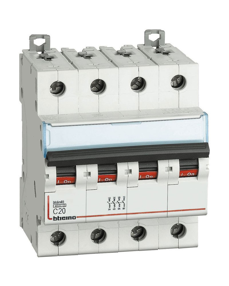 MAGNETOTERMICO 4P CURVA C 20A 4,5kA BTIDIN45 - BTC