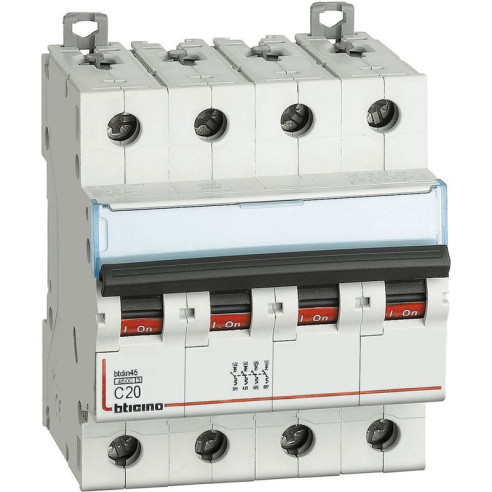 MAGNETOTERMICO 4P CURVA C 20A 4,5kA BTIDIN45 - BTC