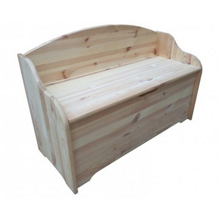 CASSAPANCA IN LEGNO CON SCHIENALE PANCA CONTENITORE RUSTICA IN PINO NATURALE