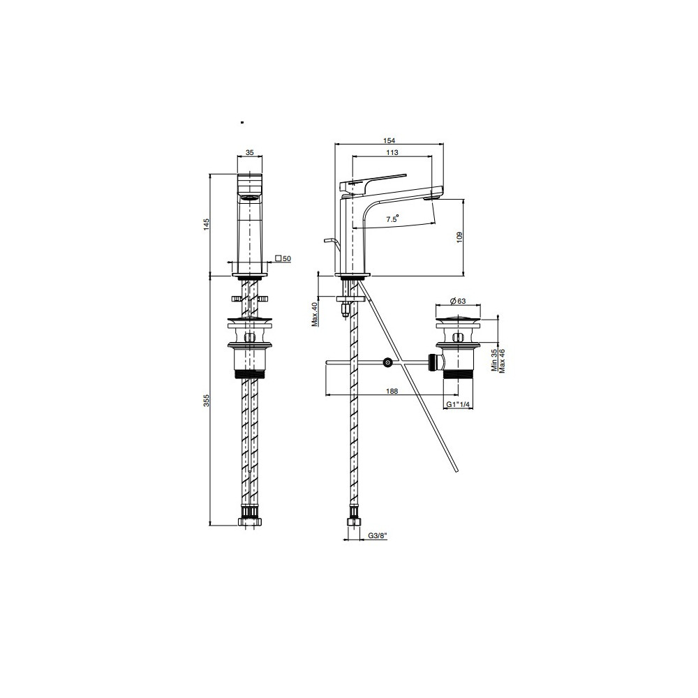 MISCELATORE LAVABO CROMO MIX SERIE FIT