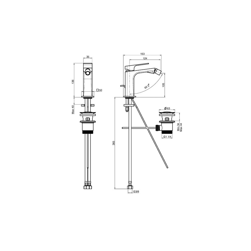 MISCELATORE BIDET CROMO MIX SERIE FIT
