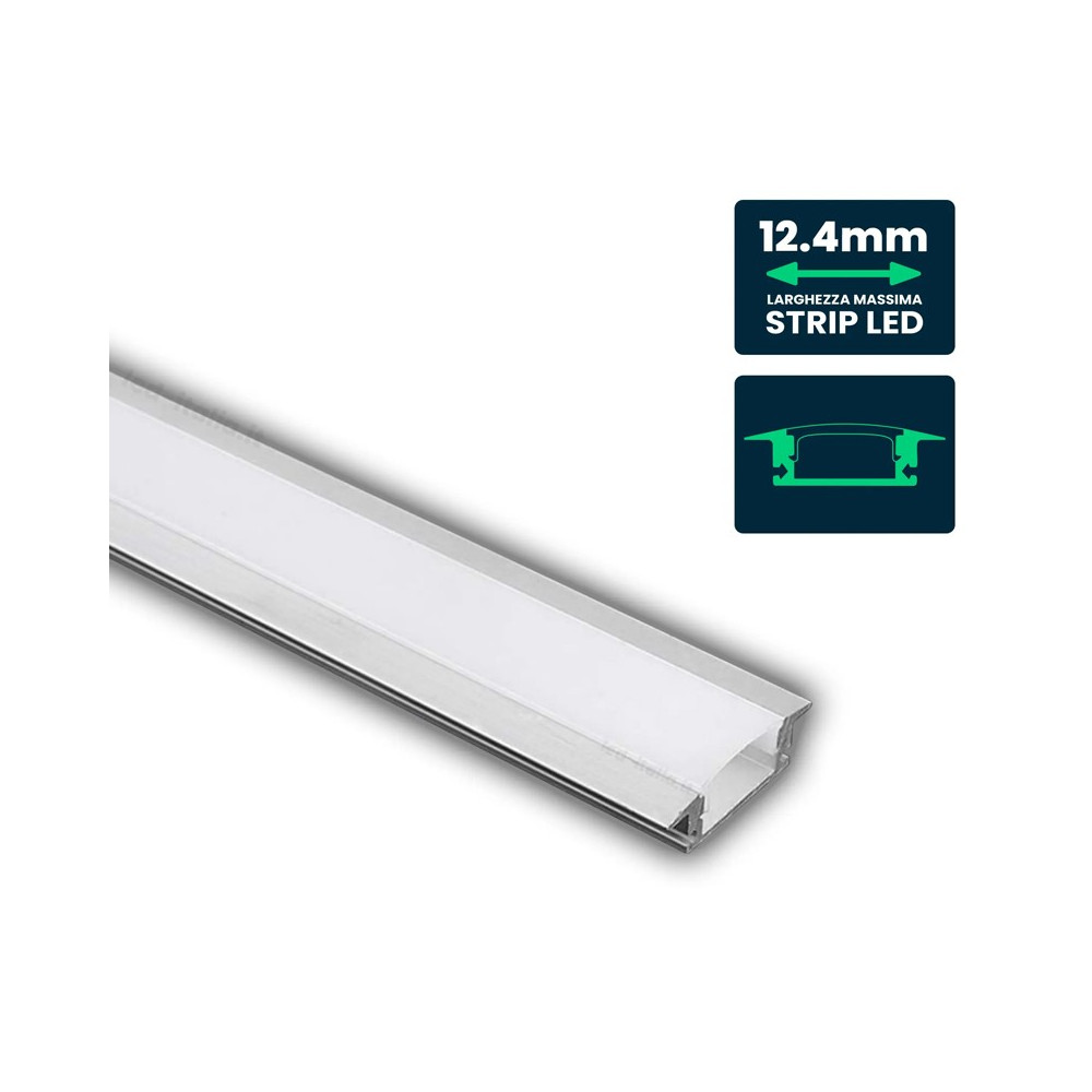 PROFILO ALLUMINIO PER STRIP LED 2MT VTAC