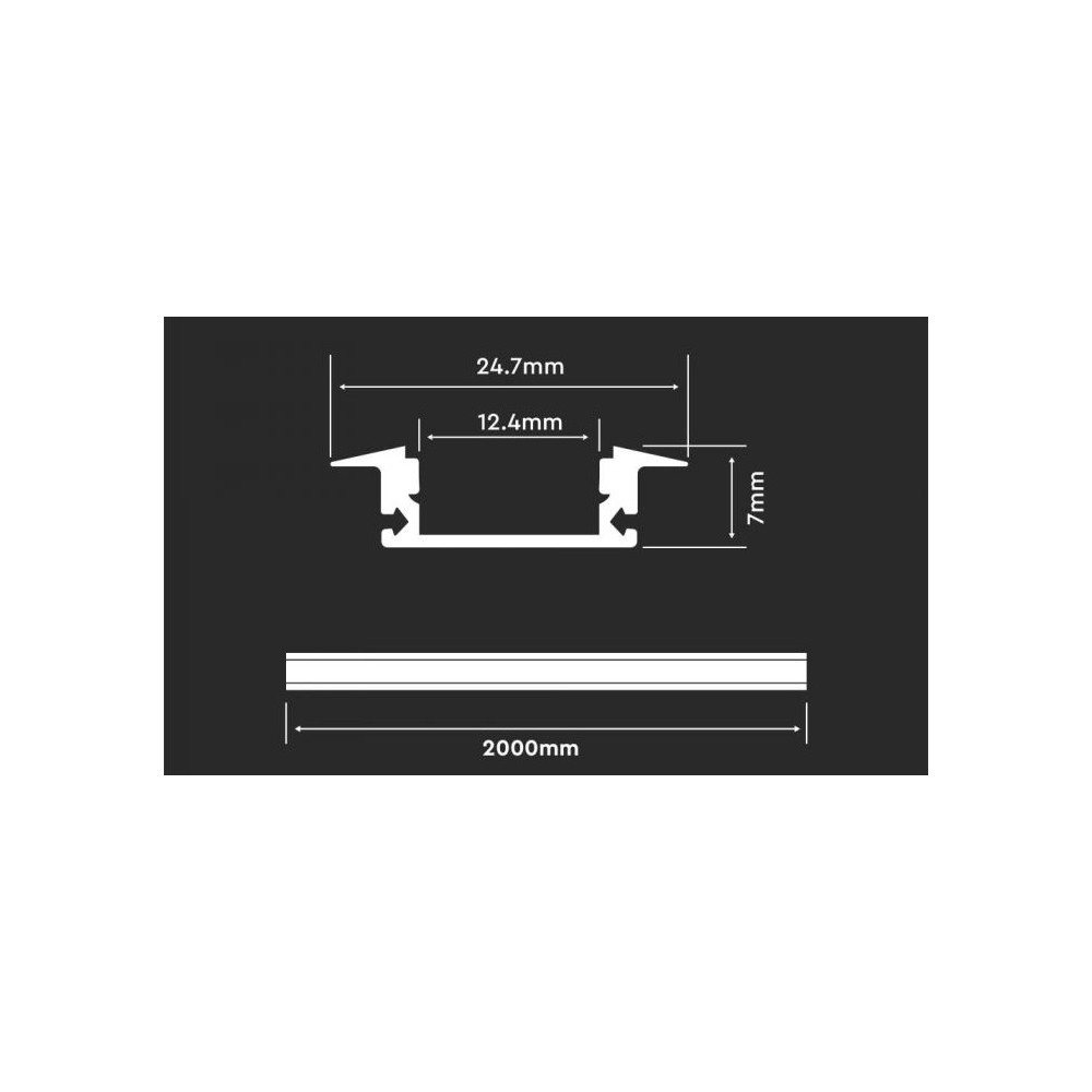 PROFILO ALLUMINIO PER STRIP LED 2MT VTAC