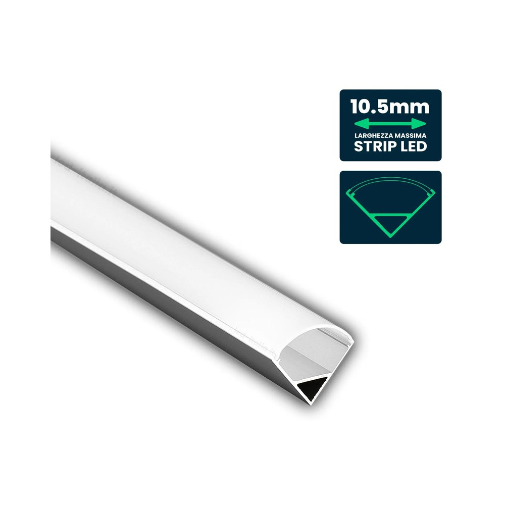 PROFILO ANGOLARE ALLUMINIO PER STRIP LED 2MT VTAC 15,8 x 15,8 mm