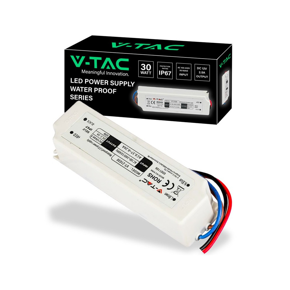 TRASFORMATORE PER LED SLIM 12V 30W IP67 VTAC