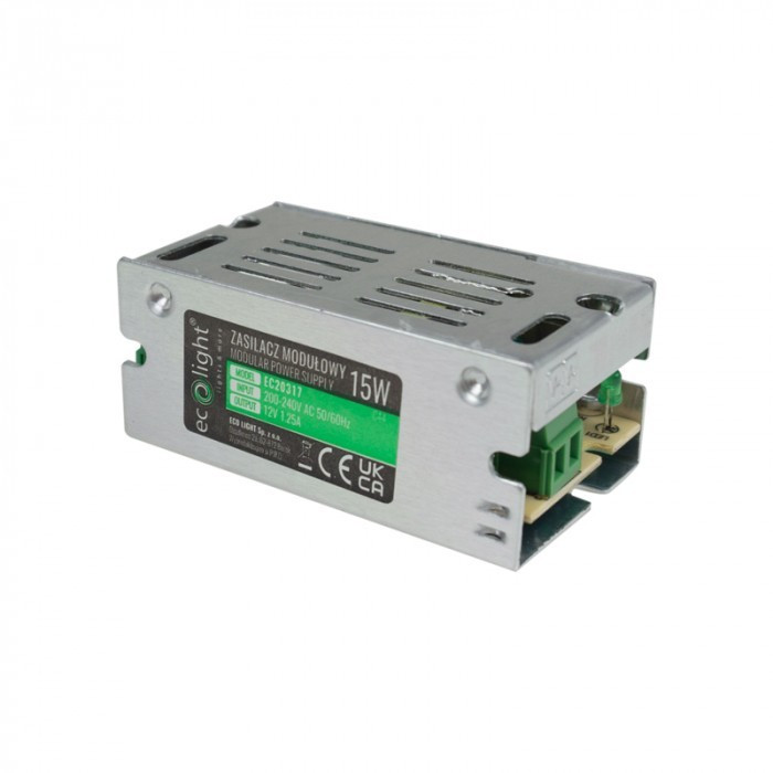 TRASFORMATORE PER  LED 12V 15W - 240V 1,25A ECOLIGHT
