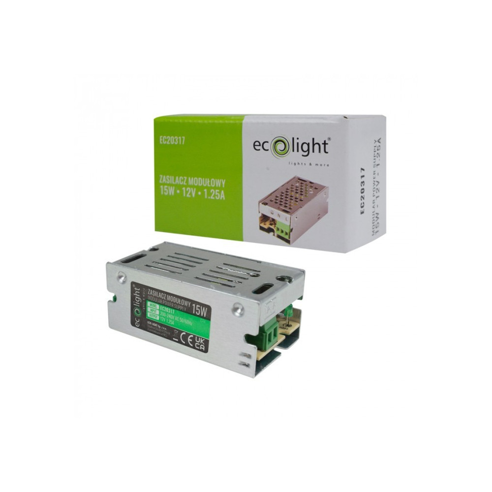 TRASFORMATORE PER  LED 12V 15W - 240V 1,25A ECOLIGHT