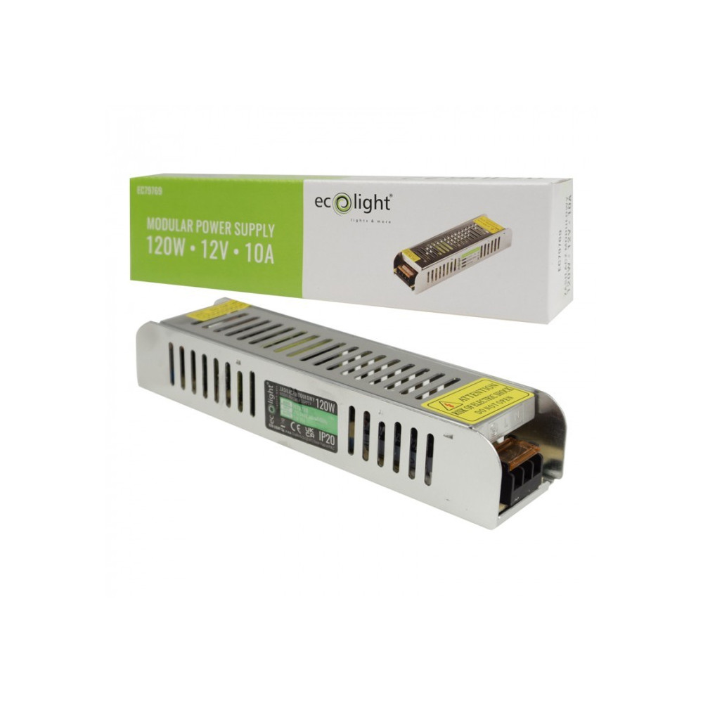 TRASFORMATORE  PER LED 12V 120W - 240V 10A IP20 - ECOLIGHT