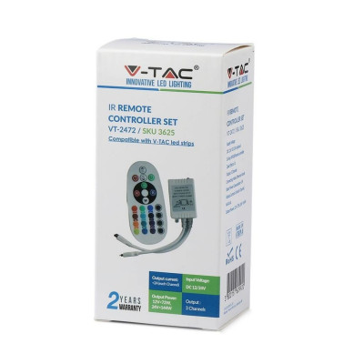 CONTROLLER PER LED RGB 12/24V C/TELECOMANDO - VTAC 12V -72W 24V-144W