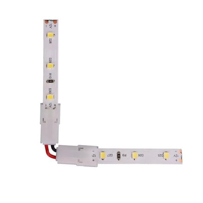 CONNETTORE CURVO 2PIN ALIMAZIONE 12V STRIP LED SMD50 KIT DA 2 PEZZI