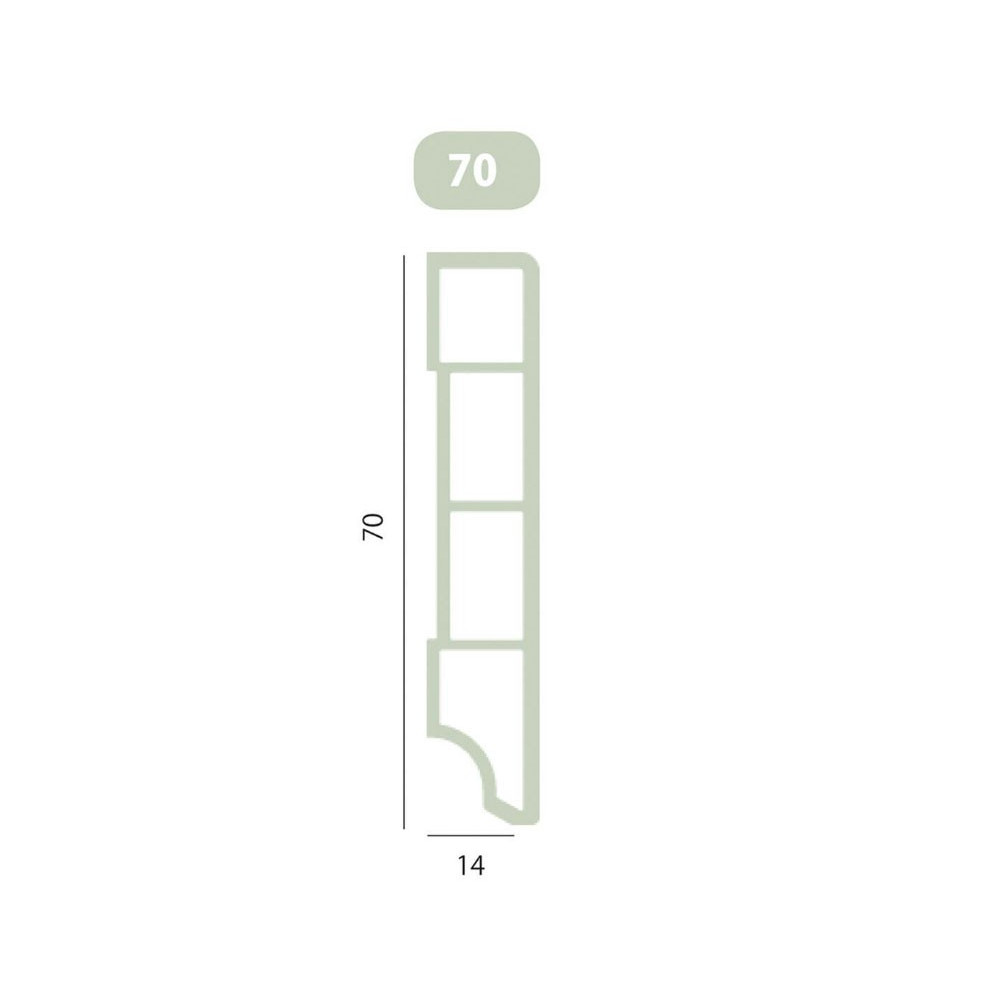 BATTISCOPA SQUARE BIANCO MM 14x70  - 2,5MT ESPANSO