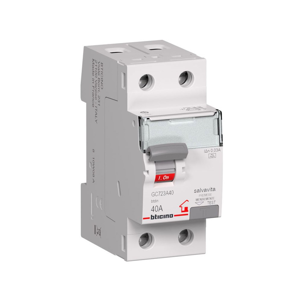 DIFFERENZIALE PURO/SALVAVITA AC 40A 30MA BTICINO