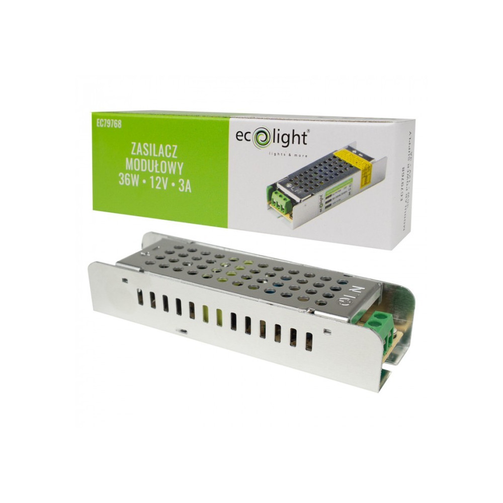 TRASFORMATORE PER LED 12V 36W - 240V 3A IP20 - ECOLIGHT