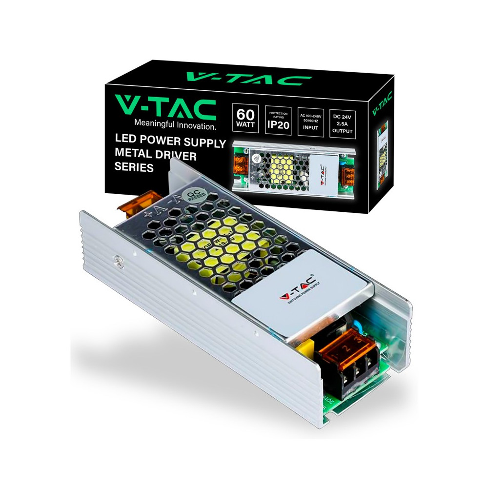 TRASFORMATORE PER LED DC24V 60W - 240V 2,5A IP20 V-TAC