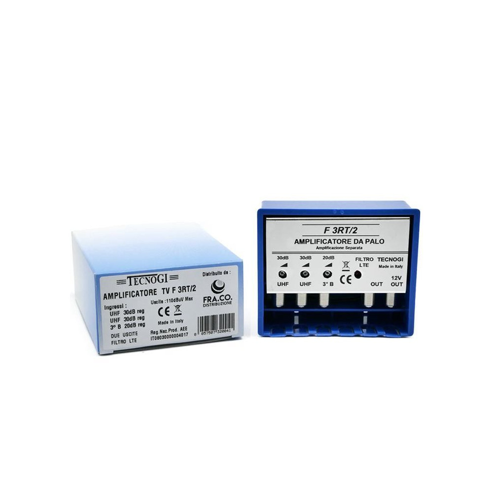 AMPLIFICATORE TV PALO 2 IN UHF 30Db 1 20Db 5G 2 USCITE LTD