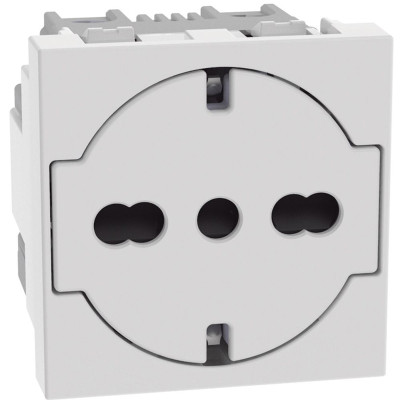 PRESA SCHUKO FLAT UNEL BIPASSO 2P+T BIANCO MATIXGO