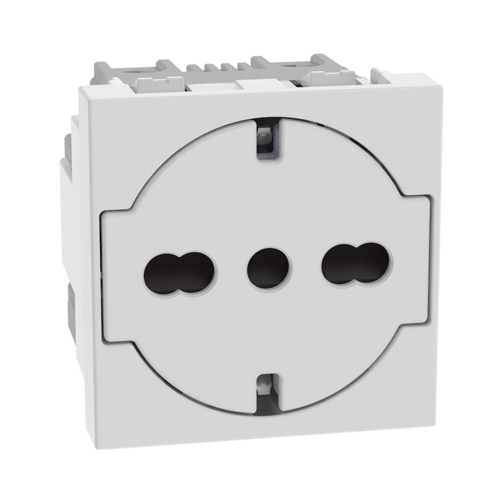 PRESA SCHUKO FLAT UNEL BIPASSO 2P+T BIANCO MATIXGO