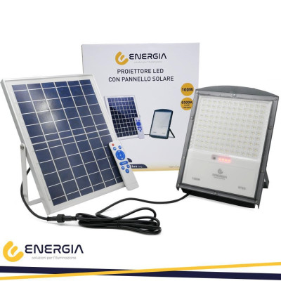 PROIETTORE A LED C/PANNELLO SOLARE 25W- 6000K