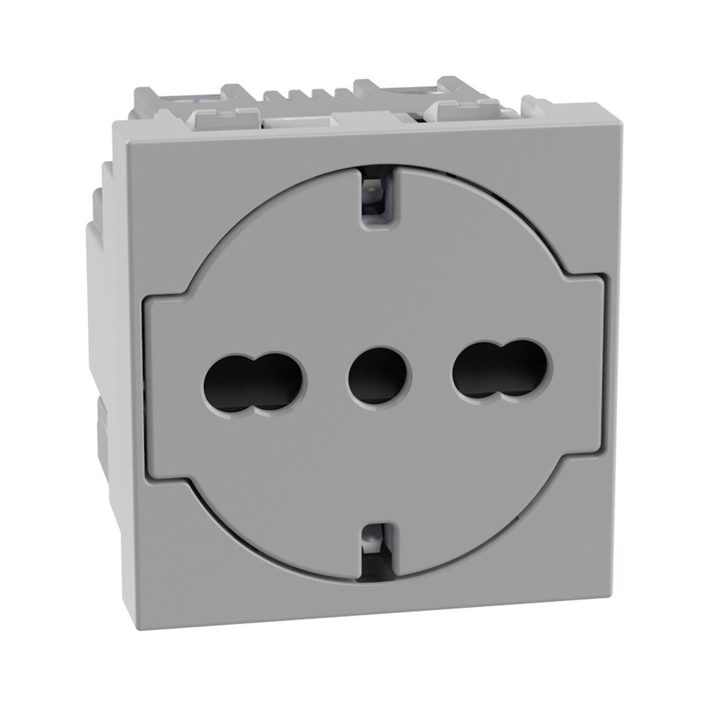 PRESA SCHUKO FLAT UNEL BIP 16A GRIGIA MATIXGO