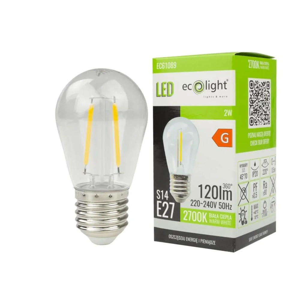 LAMPADINA LED FILAMENTO S14 2W 2700K 120LM