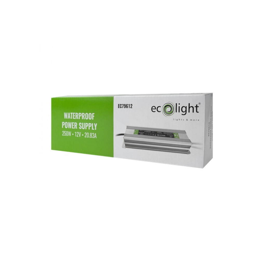 TRASFORMATORE X LED 12V 250W - 240V 20,83A IP67- ECOLIGHT