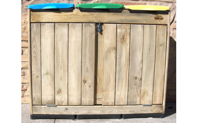 Pattumiera Trio in Legno per Raccolta Differenziata | Cetra Mercato