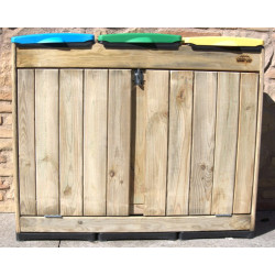 Pattumiera Trio in Legno per Raccolta Differenziata | Cetra Mercato