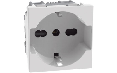 PRESA SCHUKO UNEL BIPASSO 2P+T BIANCO MATIXGO