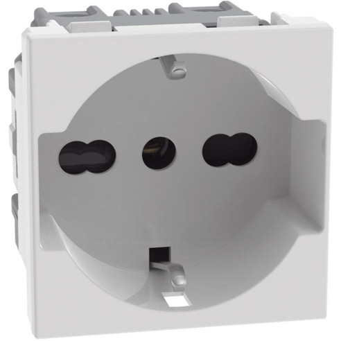 PRESA SCHUKO UNEL BIPASSO 2P+T BIANCO MATIXGO