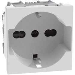 PRESA SCHUKO UNEL BIPASSO 2P+T BIANCO MATIXGO