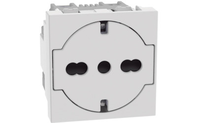 PRESA SCHUKO FLAT UNEL BIPASSO 2P+T BIANCO MATIXGO