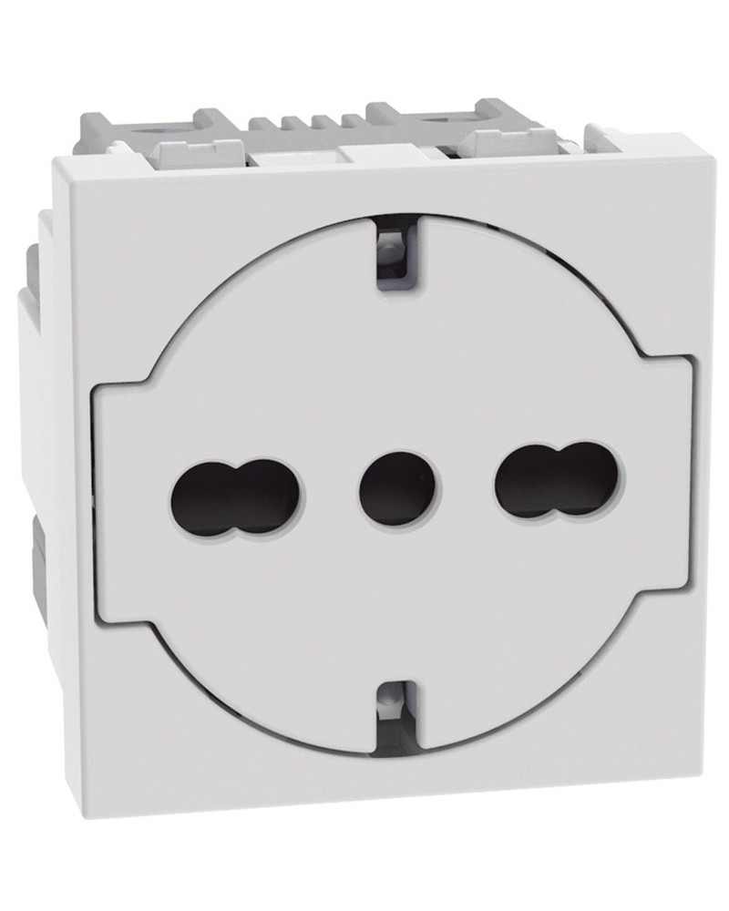 PRESA SCHUKO FLAT UNEL BIPASSO 2P+T BIANCO MATIXGO