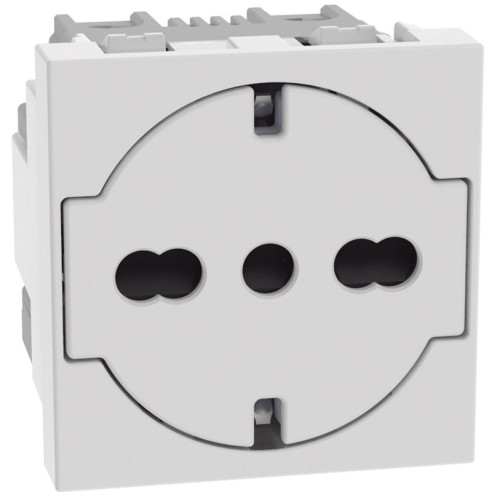 PRESA SCHUKO FLAT UNEL BIPASSO 2P+T BIANCO MATIXGO