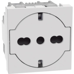 PRESA SCHUKO FLAT UNEL BIPASSO 2P+T BIANCO MATIXGO