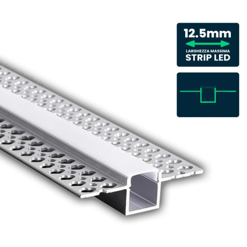 PROFILO CARTONGESSO ALLUMINIO PER STRIP LED STRETTO - 2 MT