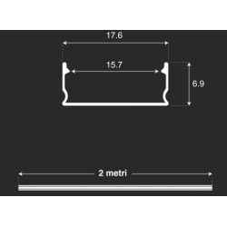 PROFILO ESTENSIBILE ALLUMINIO PER STRIP LED - 2MT V-TAC