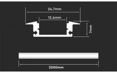 PROFILO ALLUMINIO PER STRIP LED 2MT VTAC