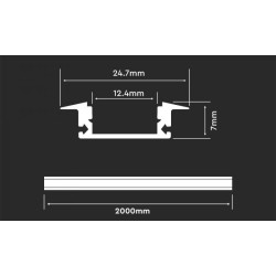 PROFILO ALLUMINIO PER STRIP LED 2MT VTAC
