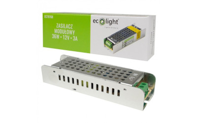 TRASFORMATORE PER LED 12V 36W - 240V 3A IP20 - ECOLIGHT