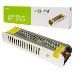 TRASFORMATORE PER LED 12V 80W - 240V 6,6A IP20 ECOLIGHT