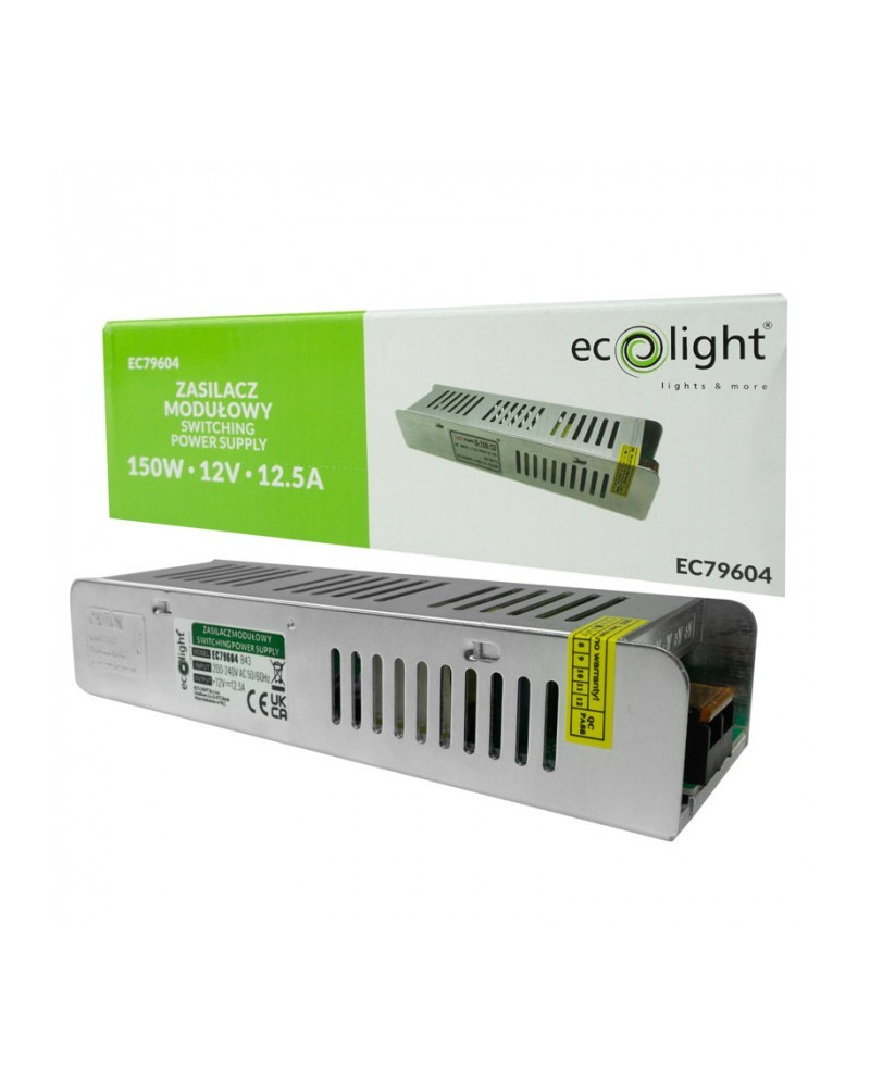 TRASFORMATORE PER LED 12V 150W - 240V 12,5A IP20 ECOLIGHT