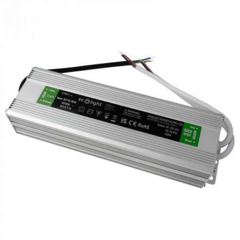 TRASFORMATORE X LED 12V 250W - 240V 20,83A IP67- ECOLIGHT